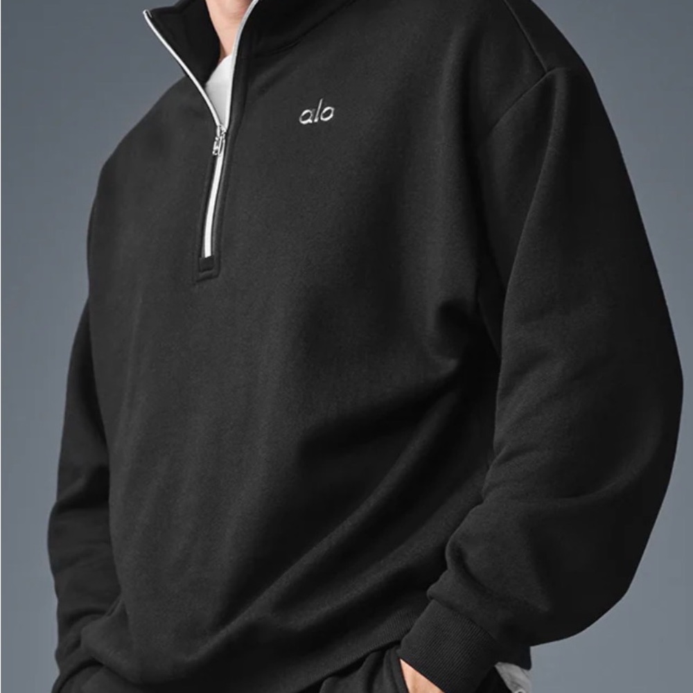 ALO Yoga Men's Black Zip-Up Sweater